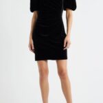 Jeweled Neck Velvet Dress Thumbnail 1