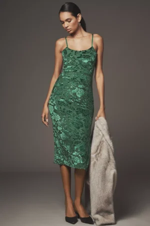 ENDLESS ROSE Sleeveless Floral Slim Midi Dress