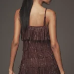 Square-Neck Fringe Mini Dress Thumbnail 4