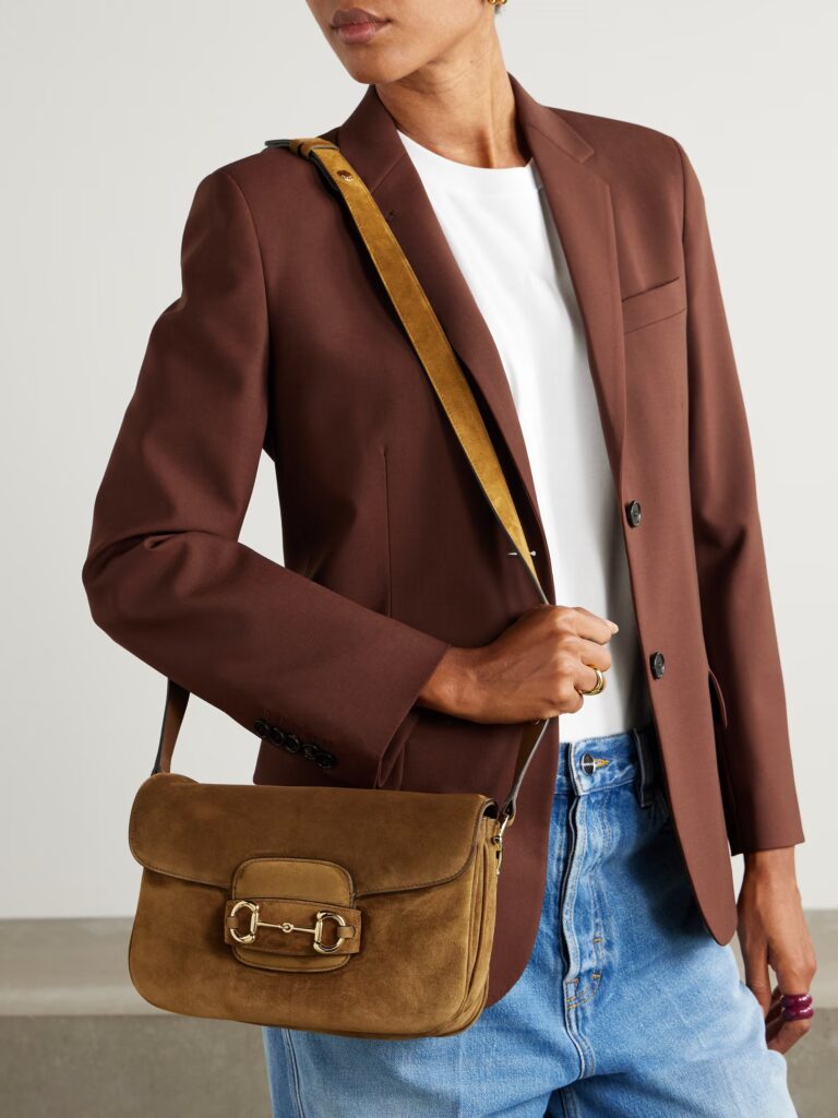 1955 Horsebit Suede Shoulder Bag Full Size Image 2