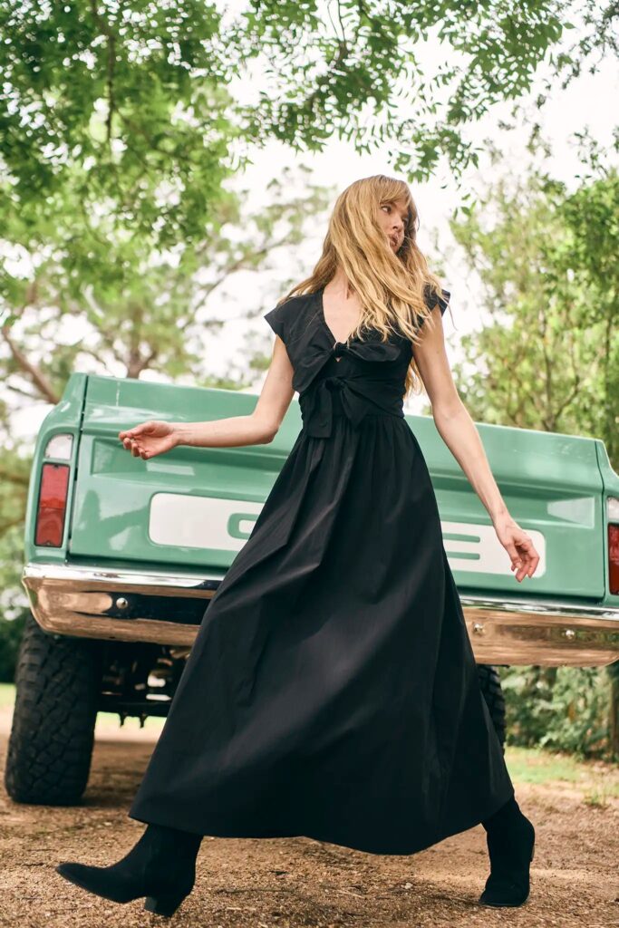 Calista Dress Black Tie Front Maxi Dress Full Size Image 5