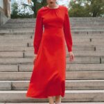 Delancey Dress Red Long Sleeve Midi Dress Thumbnail 1