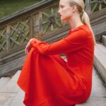 Delancey Dress Red Long Sleeve Midi Dress Thumbnail 4
