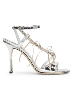 JIMMY CHOO Lula 100mm Patent Leather Bow Sandals
