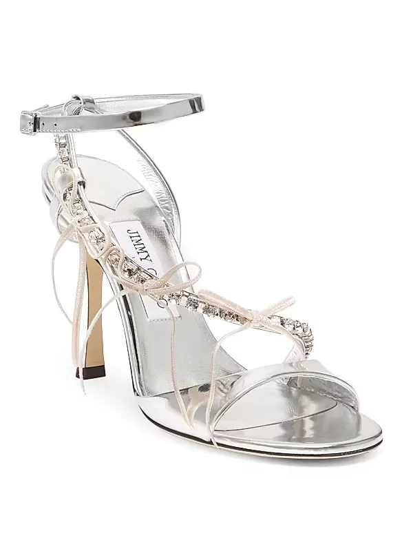 Lula 100mm Patent Leather Bow Sandals Full Size Image 2