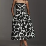 Sleeveless Jacquard Drop-Waist Midi Dress Thumbnail 1