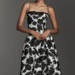 Sleeveless Jacquard Drop-Waist Midi Dress Thumbnail 4