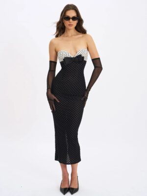 MISS CIRCLE Faith Polka Dot Sweetheart Maxi Dress