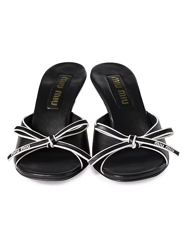 Nappa Leather Bow Mules Full Size Image 4