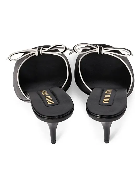 Nappa Leather Bow Mules Full Size Image 2