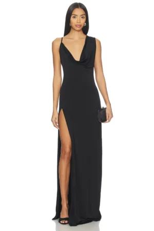 NBD Tessa Draped Shoulder Maxi Dress