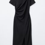 Draped Short-Sleeve Midi Dress Thumbnail 2