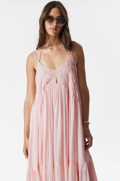 Strappy Embroidered Maxi Dress Full Size Image 4