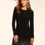 Dorinda Jersey Embellished Long Sleeve Mini Dress Thumbnail 5