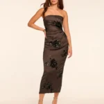 Sharon Strapless Embellished Midi Dress Thumbnail 1