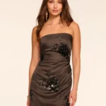 Sharon Strapless Embellished Midi Dress Thumbnail 4