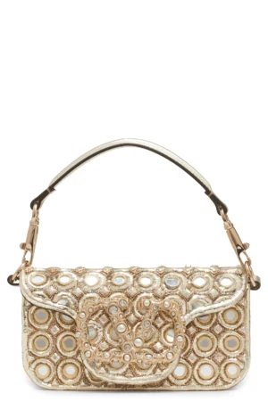 VALENTINO GARAVANI Small Locó Jeweled & Beaded Leather Shoulder Bag