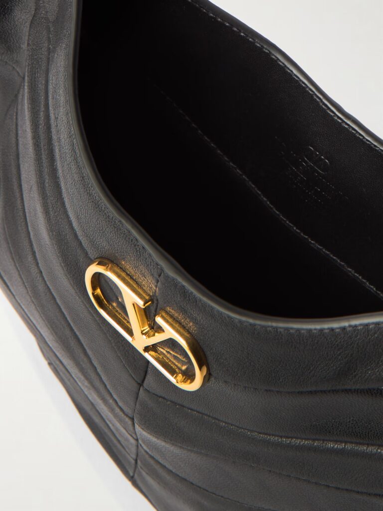 Small Studded Paneled Leather Shoulder Bag Full Size Image 4