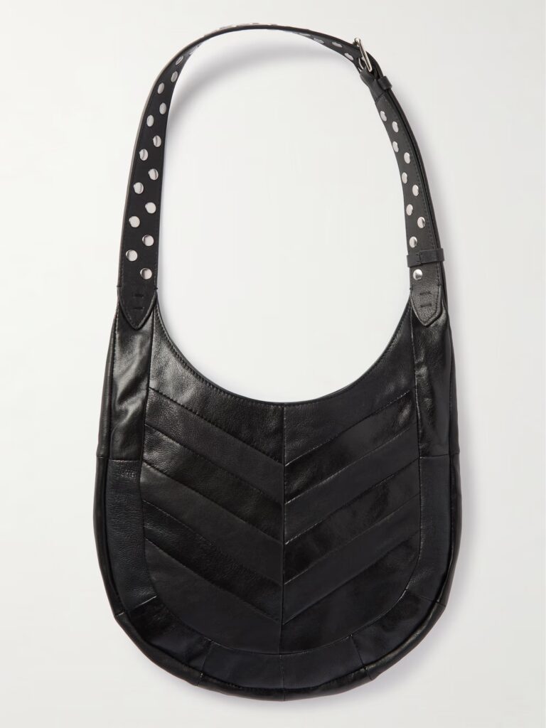 Small Studded Paneled Leather Shoulder Bag Full Size Image 6