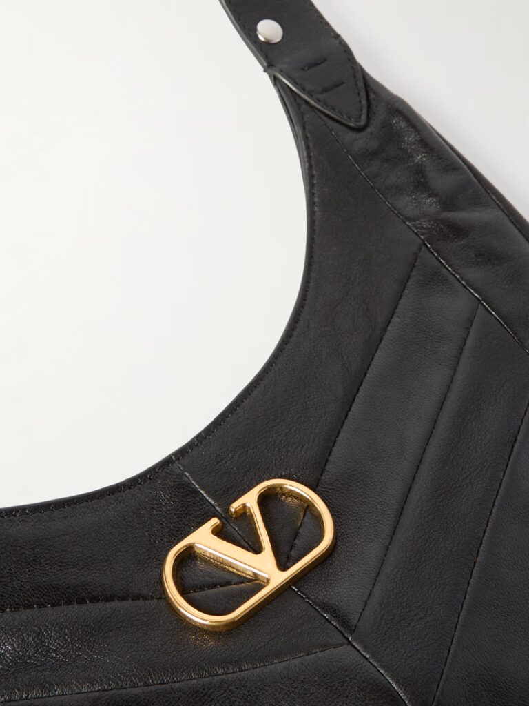 Small Studded Paneled Leather Shoulder Bag Full Size Image 5