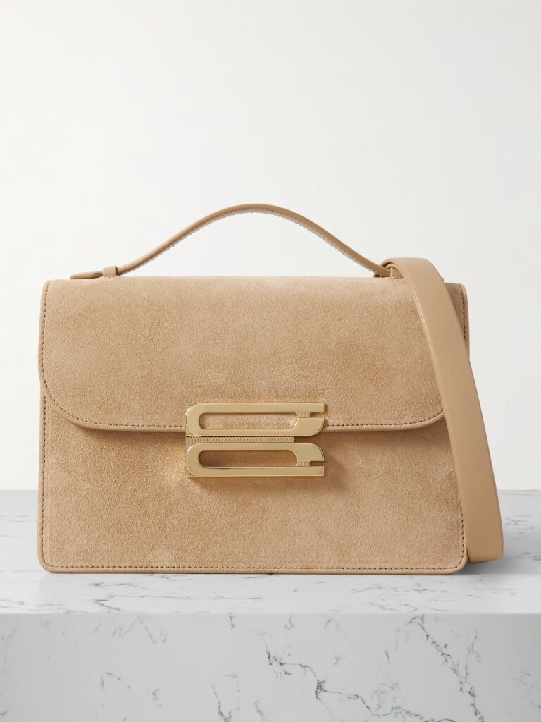 The Dorian Leather-Trimmed Suede Shoulder Bag Full Size Image 1