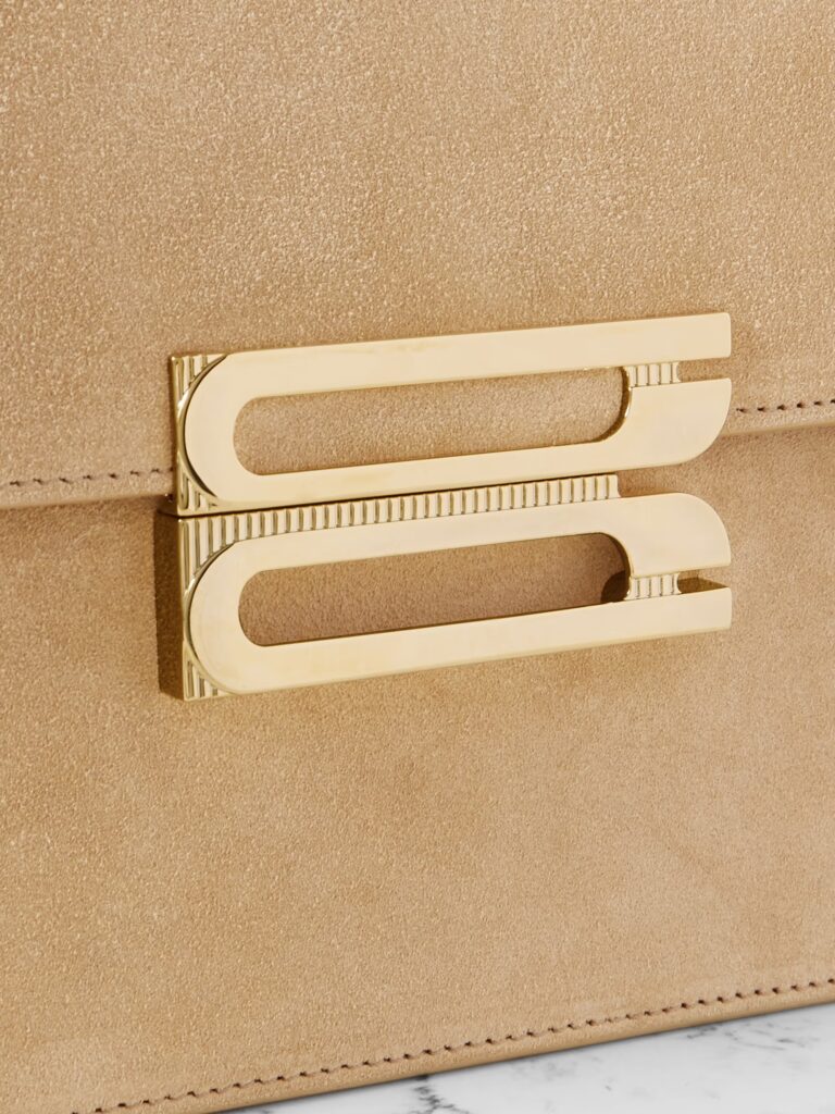 The Dorian Leather-Trimmed Suede Shoulder Bag Full Size Image 3