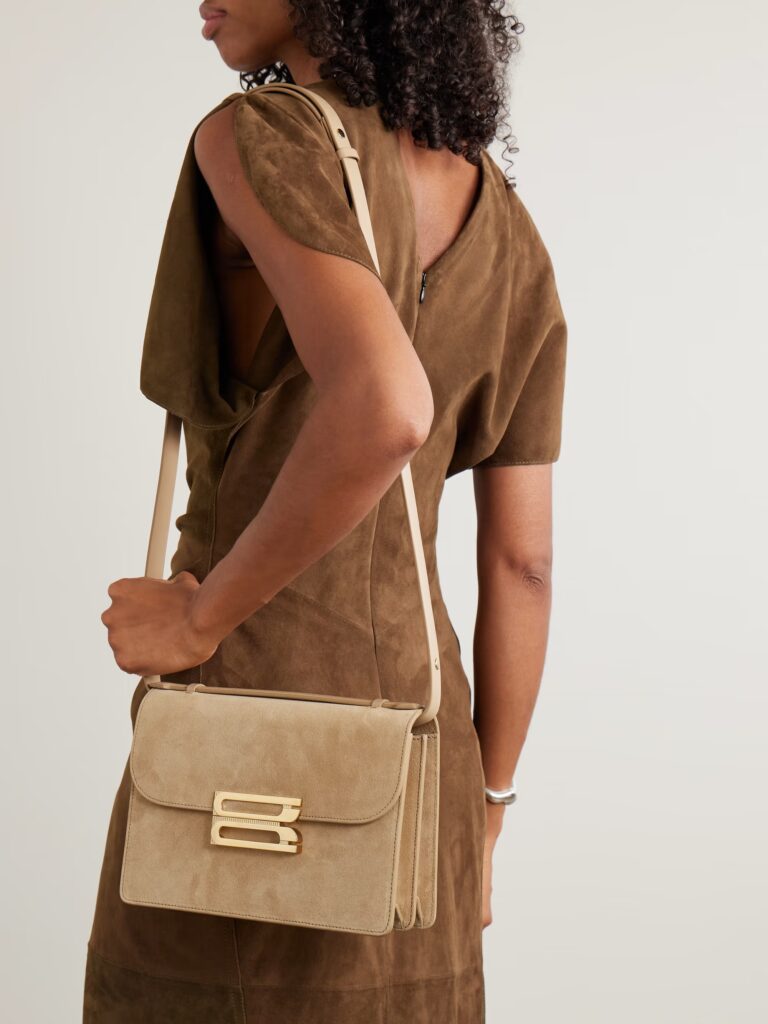 The Dorian Leather-Trimmed Suede Shoulder Bag Full Size Image 2