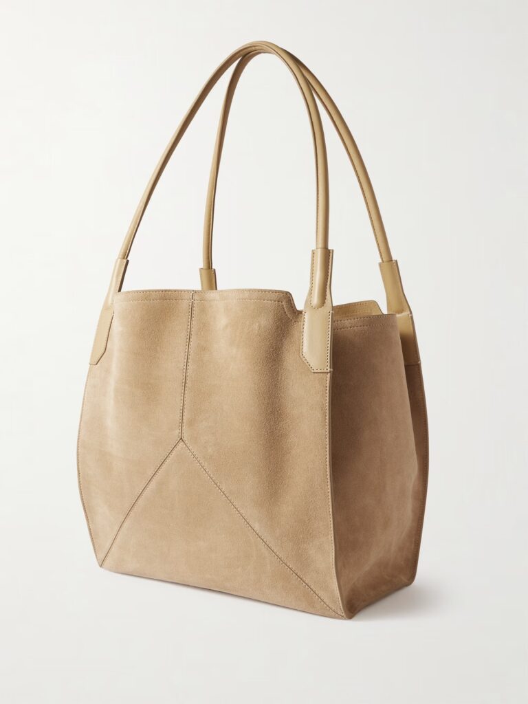 The Victoria Soft Mini Leather-Trimmed Suede Tote Full Size Image 2
