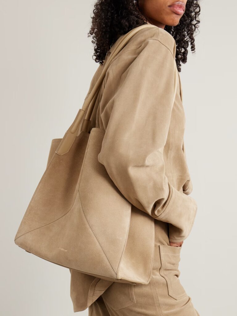 The Victoria Soft Mini Leather-Trimmed Suede Tote Full Size Image 3