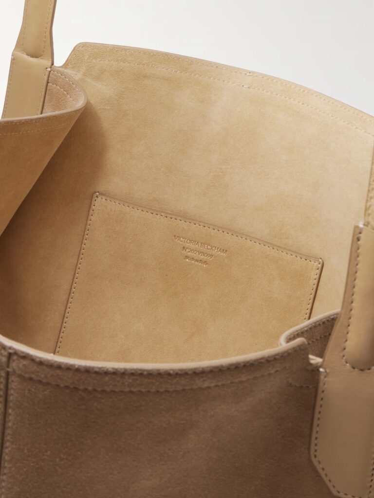 The Victoria Soft Mini Leather-Trimmed Suede Tote Full Size Image 4