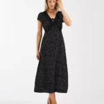 Brave Soul Tie Front Midi Dress with Lace Detail Thumbnail 1
