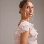 Bridesmaids Bardot Ruffle Chiffon Maxi Dress Thumbnail 4