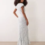 Puff Sleeve V-neck Mxi Day Dress Thumbnail 2
