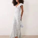 Puff Sleeve V-neck Mxi Day Dress Thumbnail 1