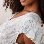 Puff Sleeve V-neck Mxi Day Dress Thumbnail 3