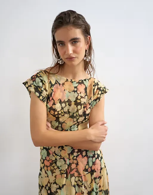 Topshop Pleated Open Back Maxi Dress Full Size Image 3