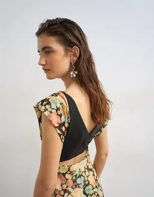 Topshop Pleated Open Back Maxi Dress Full Size Image 4