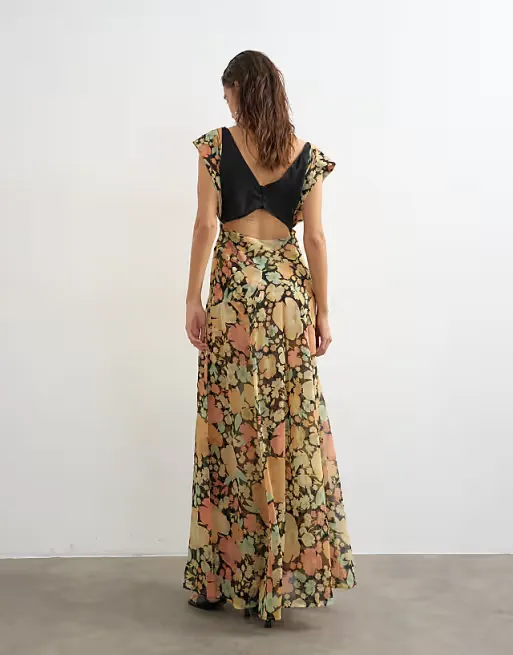 Topshop Pleated Open Back Maxi Dress Full Size Image 2