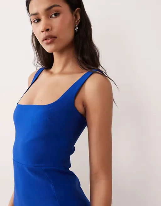 Vesper Bengaline Sleeveless Square Neck Fishtail Midi Dress Full Size Image 2
