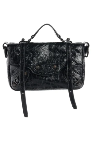 BALENCIAGA Nano Le City Flap Crinkle Leather Crossbody Bag