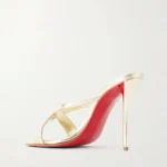 Mulazee Cross Metallic Leather Mules Thumbnail 4
