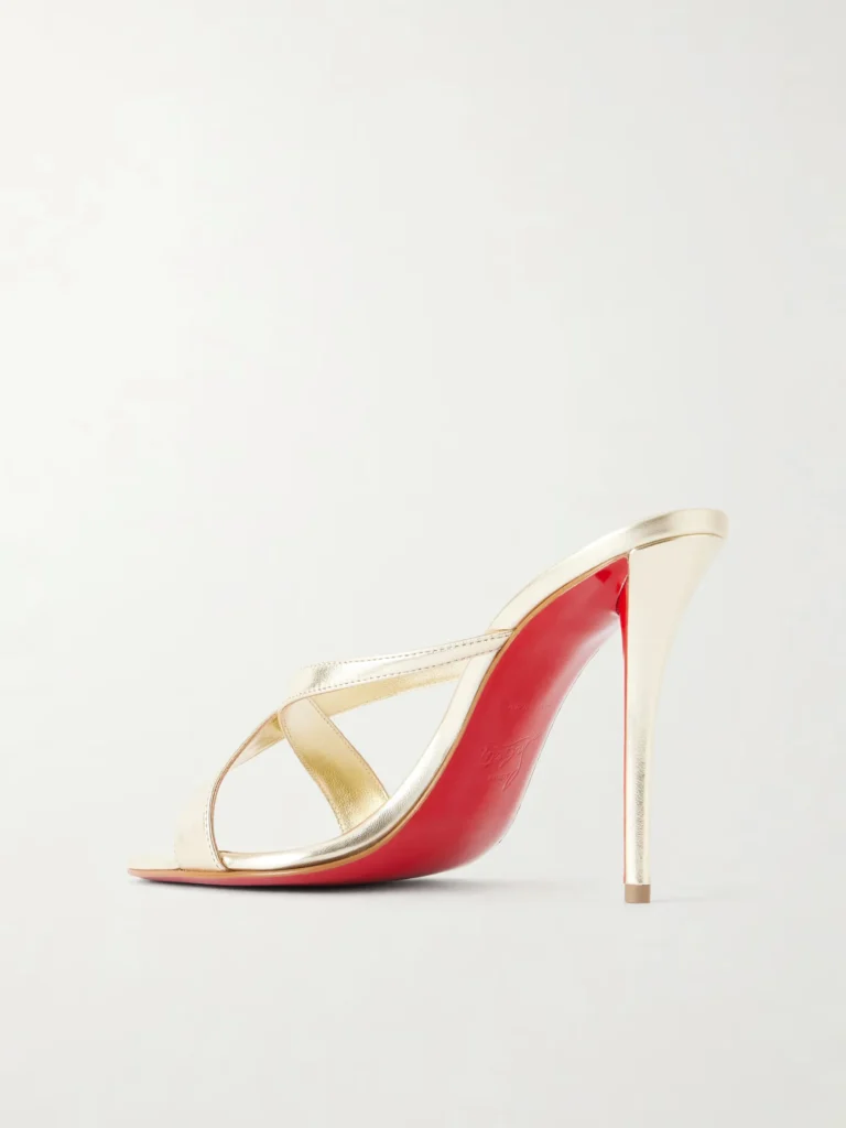 Mulazee Cross Metallic Leather Mules Full Size Image 4