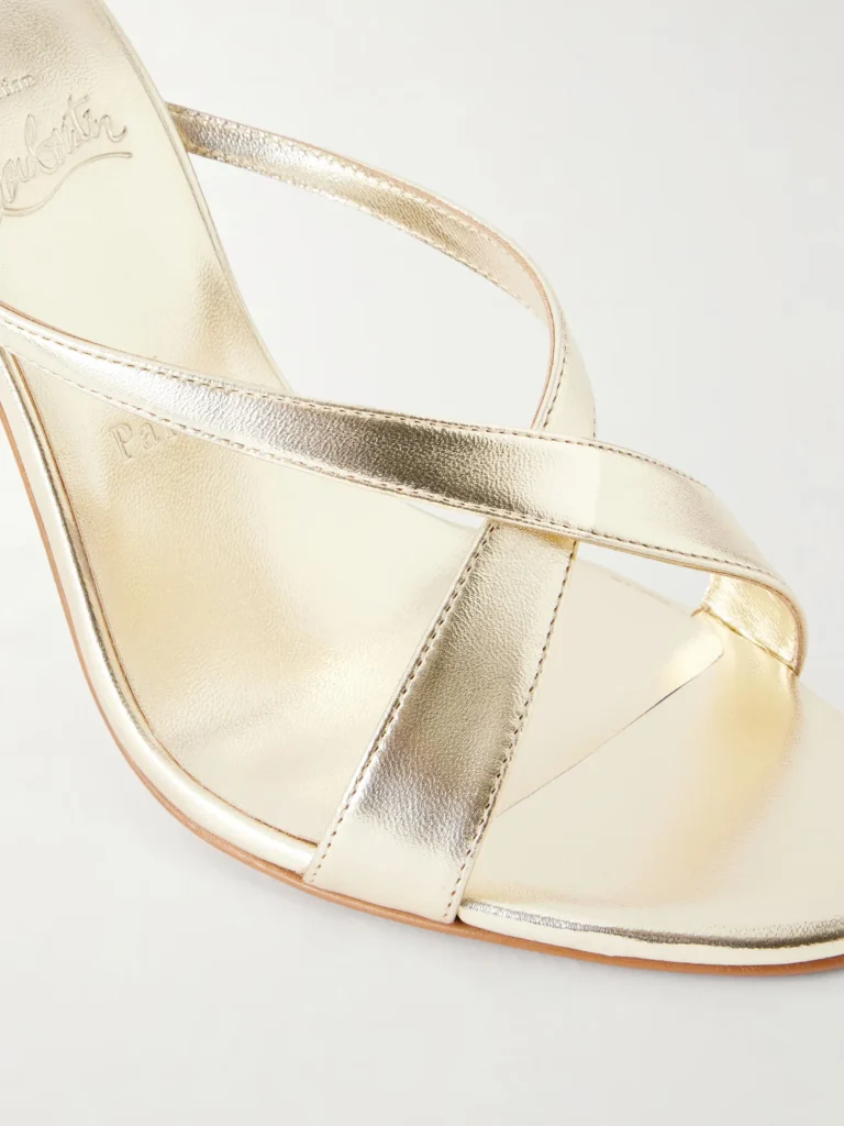 Mulazee Cross Metallic Leather Mules Full Size Image 2
