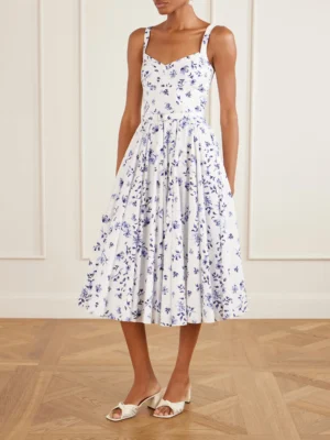 EMILIA WICKSTEAD Elita Belted Floral-print Midi Dress