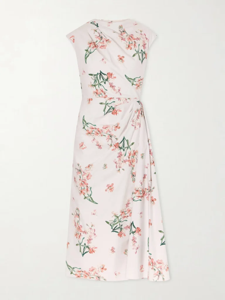 Floral-print Cotton-poplin Midi Dress Full Size Image 3