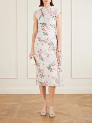 ERDEM Floral-print Cotton-poplin Midi Dress