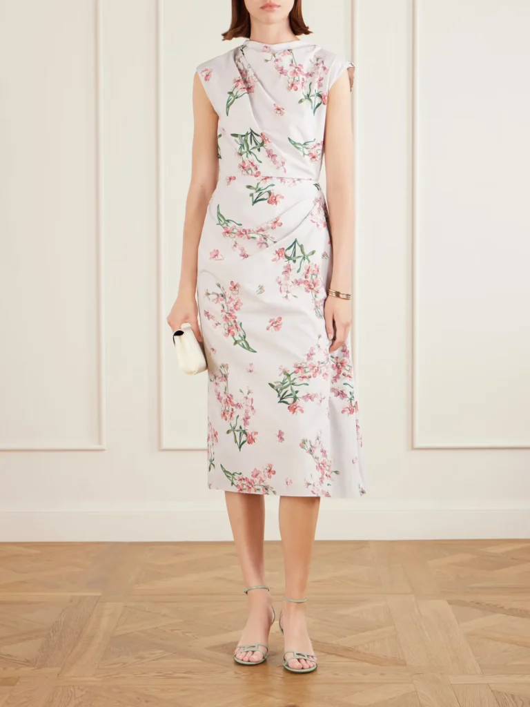Floral-print Cotton-poplin Midi Dress Full Size Image 1