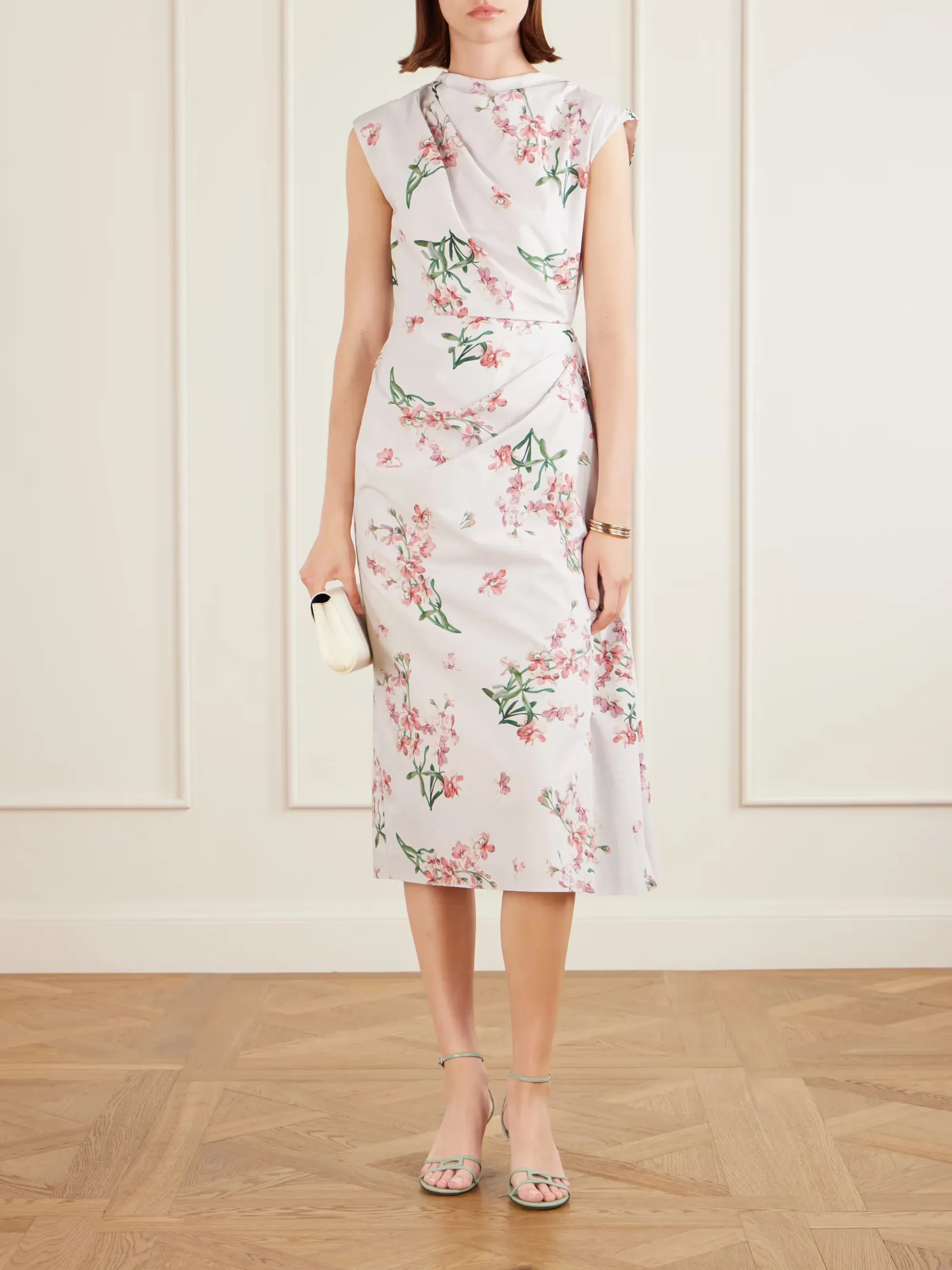 ERDEM Floral-print Cotton-poplin Midi Dress