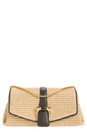 FERRAGAMO Mia Raffia Crossbody Bag