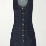 Paneled Recycled Denim Mini Dress Thumbnail 3